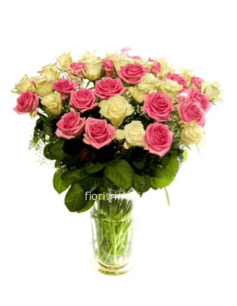 Bouquet bicolore rose bianche e rosa Classic